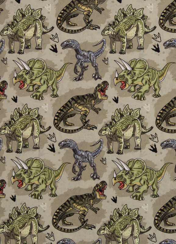 Baumwollstoff - Tim - Dinosaurier - schilfgrün